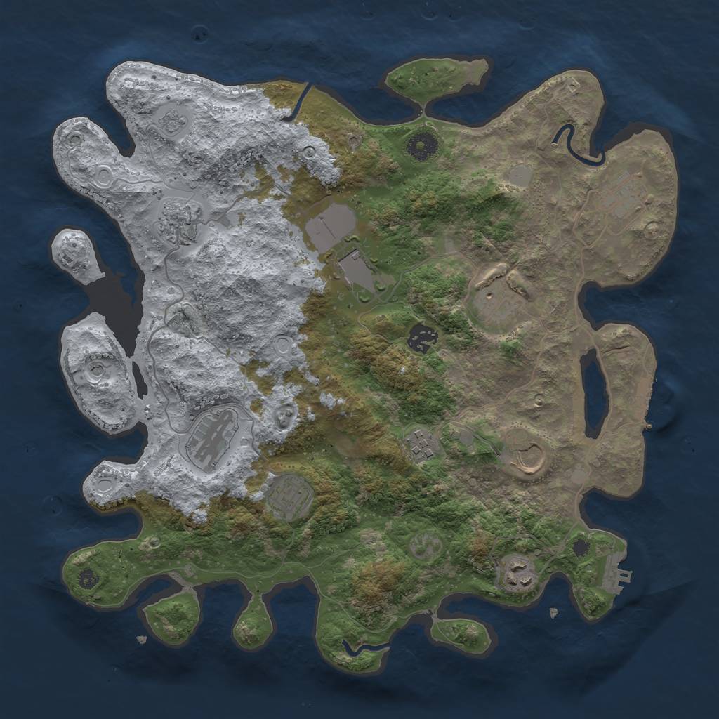 Rust Map: Procedural Map, Size: 3700, Seed: 789100275, 19 Monuments