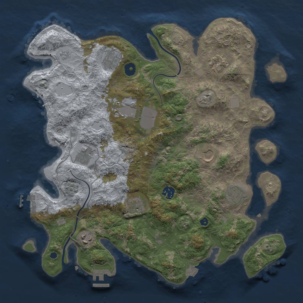 Rust Map: Procedural Map, Size: 3700, Seed: 613461294, 16 Monuments