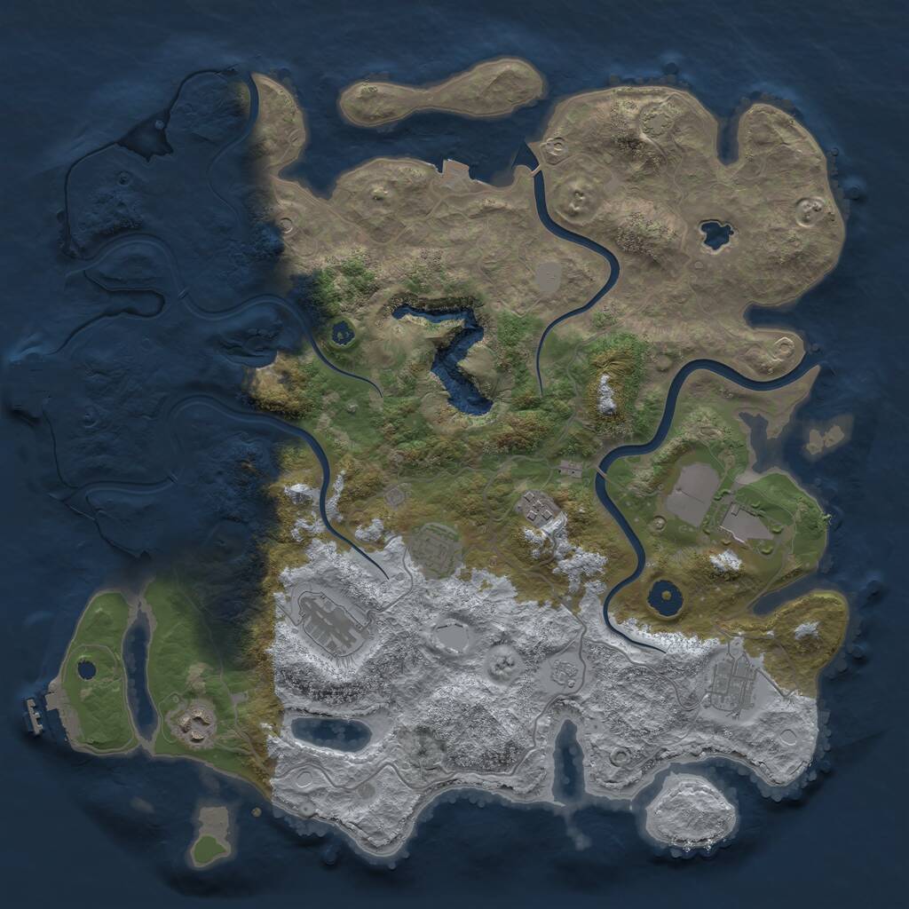 Rust Map: Procedural Map, Size: 4000, Seed: 35642, 12 Monuments