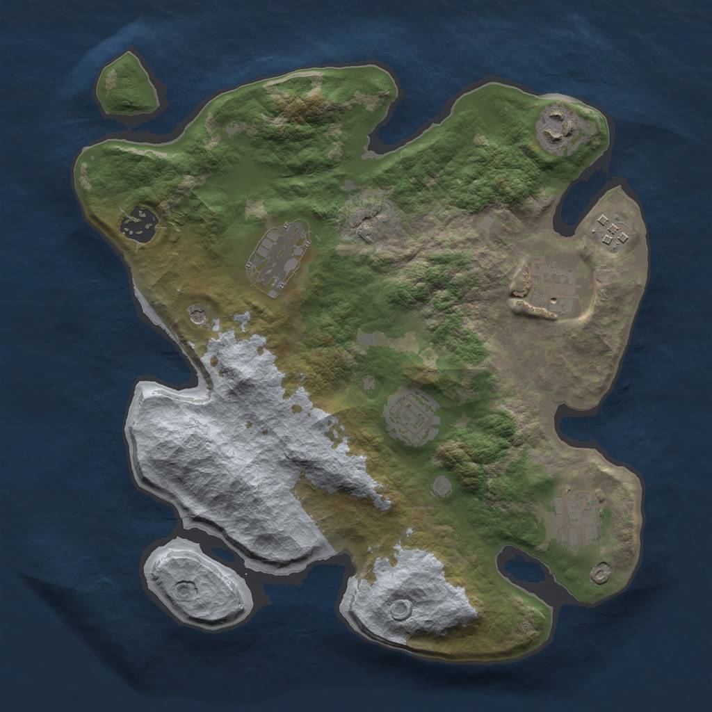 Rust Map: Barren, Size: 3000, Seed: 19624, 10 Monuments