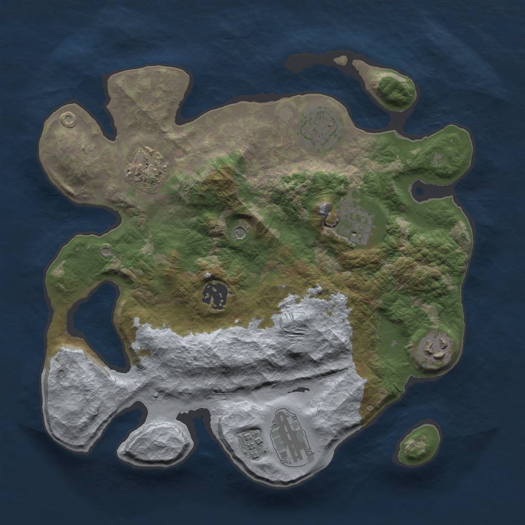 Rust Map: Barren, Size: 3000, Seed: 1060969601, 10 Monuments