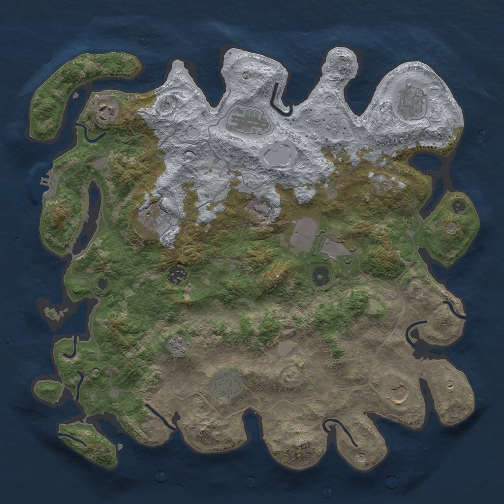 Rust Map: Procedural Map, Size: 4000, Seed: 508037645, 17 Monuments