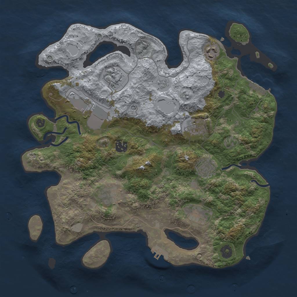 Rust Map: Procedural Map, Size: 3500, Seed: 1088765780, 17 Monuments