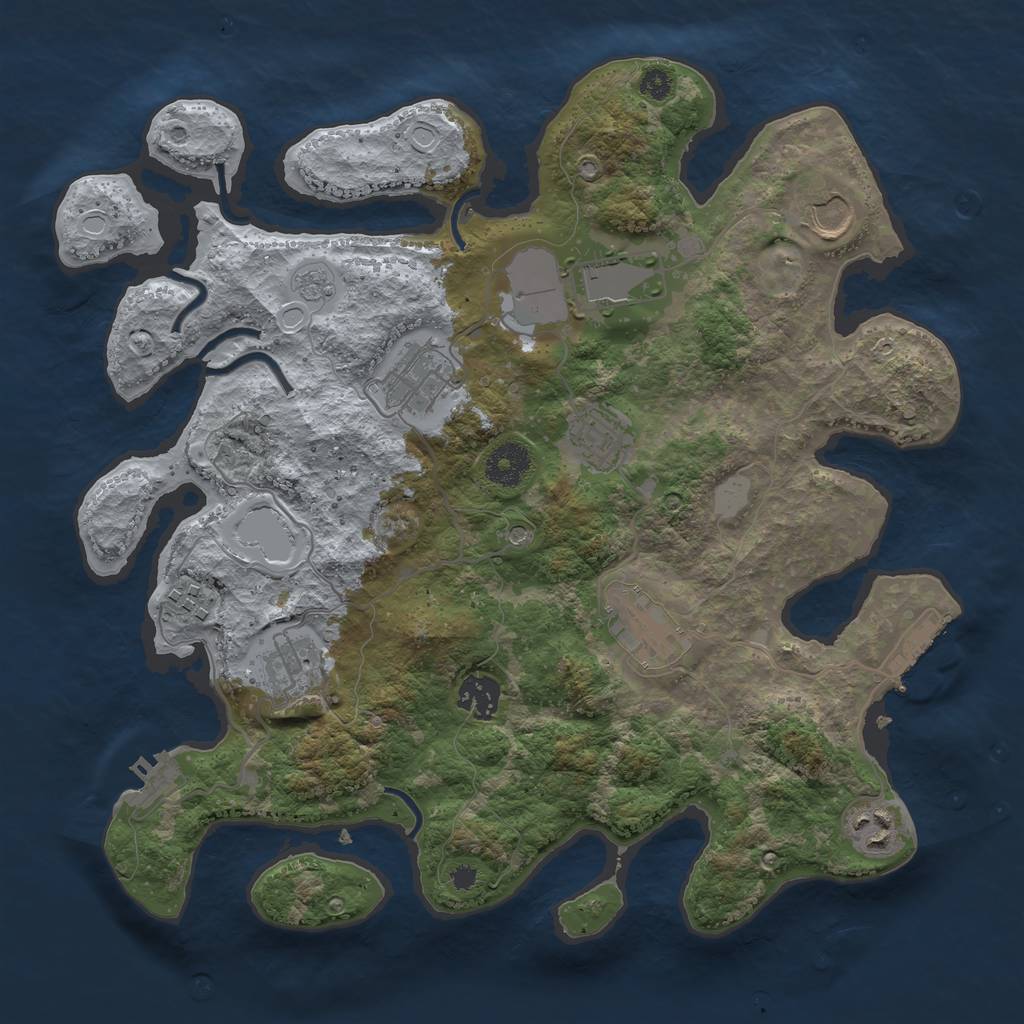 Rust Map: Procedural Map, Size: 3500, Seed: 28228, 18 Monuments