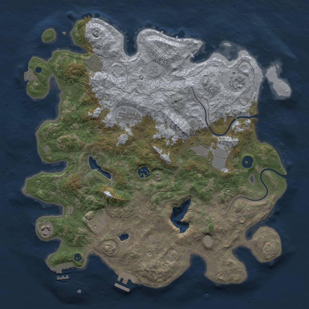 Rust Map: Procedural Map, Size: 4000, Seed: 1863622678, 13 Monuments