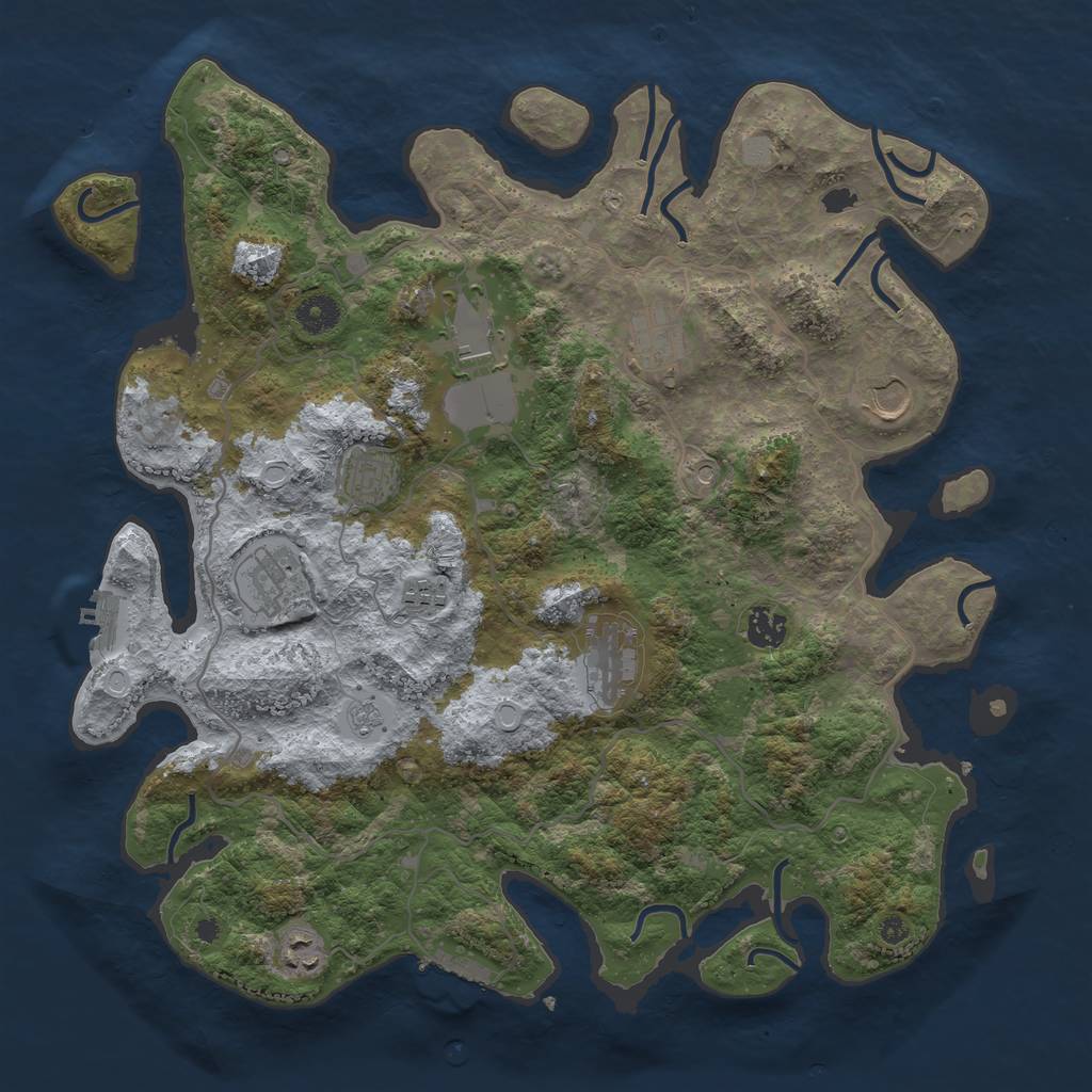 Rust Map: Procedural Map, Size: 4000, Seed: 1025049322, 18 Monuments