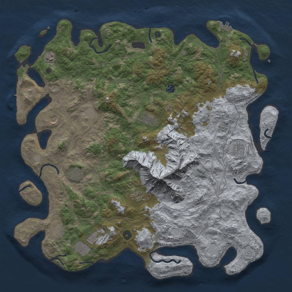 Rust Map: Procedural Map, Size: 5000, Seed: 1219327325, 20 Monuments