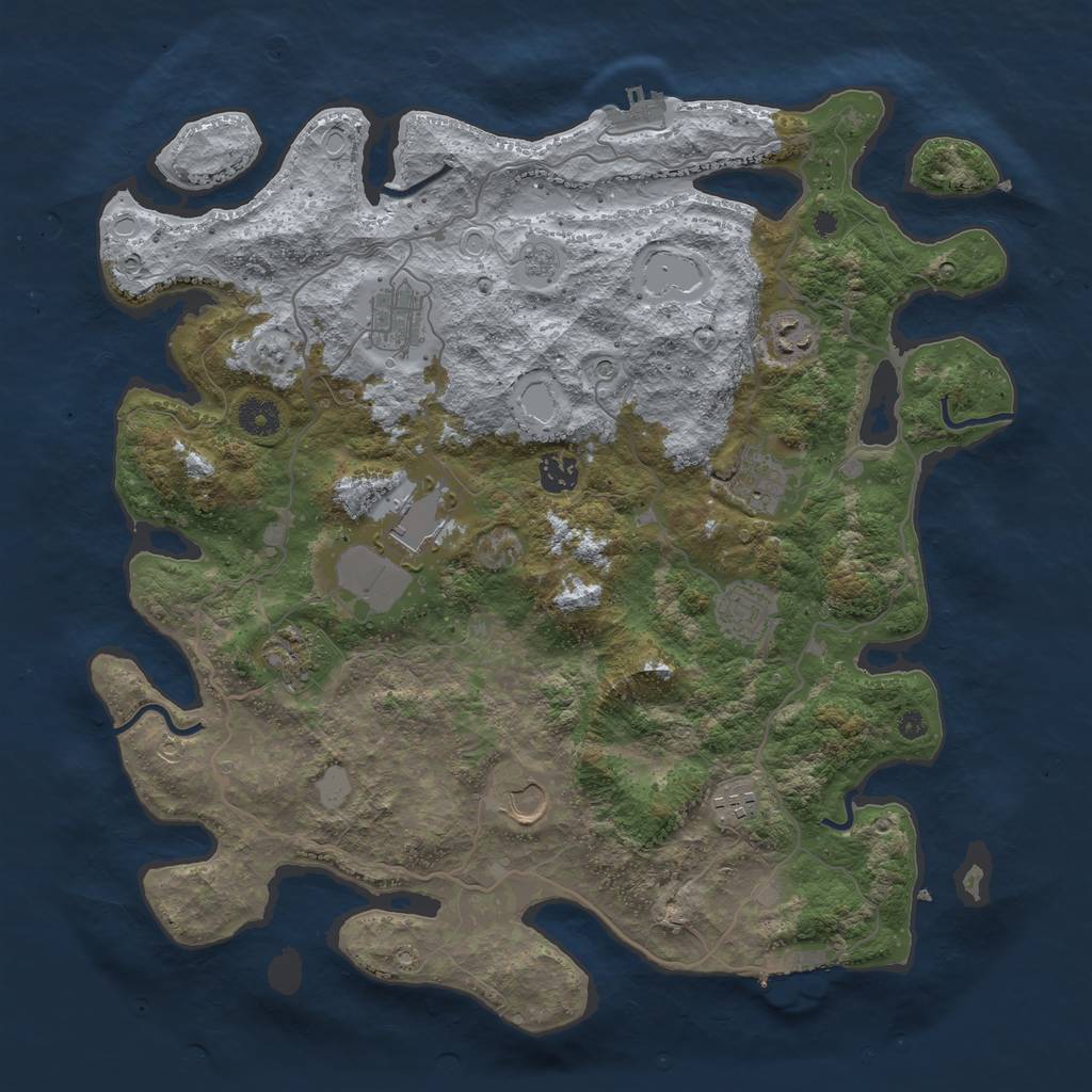 Rust Map: Procedural Map, Size: 4000, Seed: 341097552, 18 Monuments