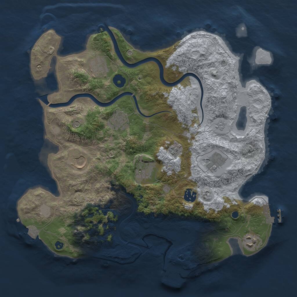 Rust Map: Procedural Map, Size: 3500, Seed: 29049872, 14 Monuments