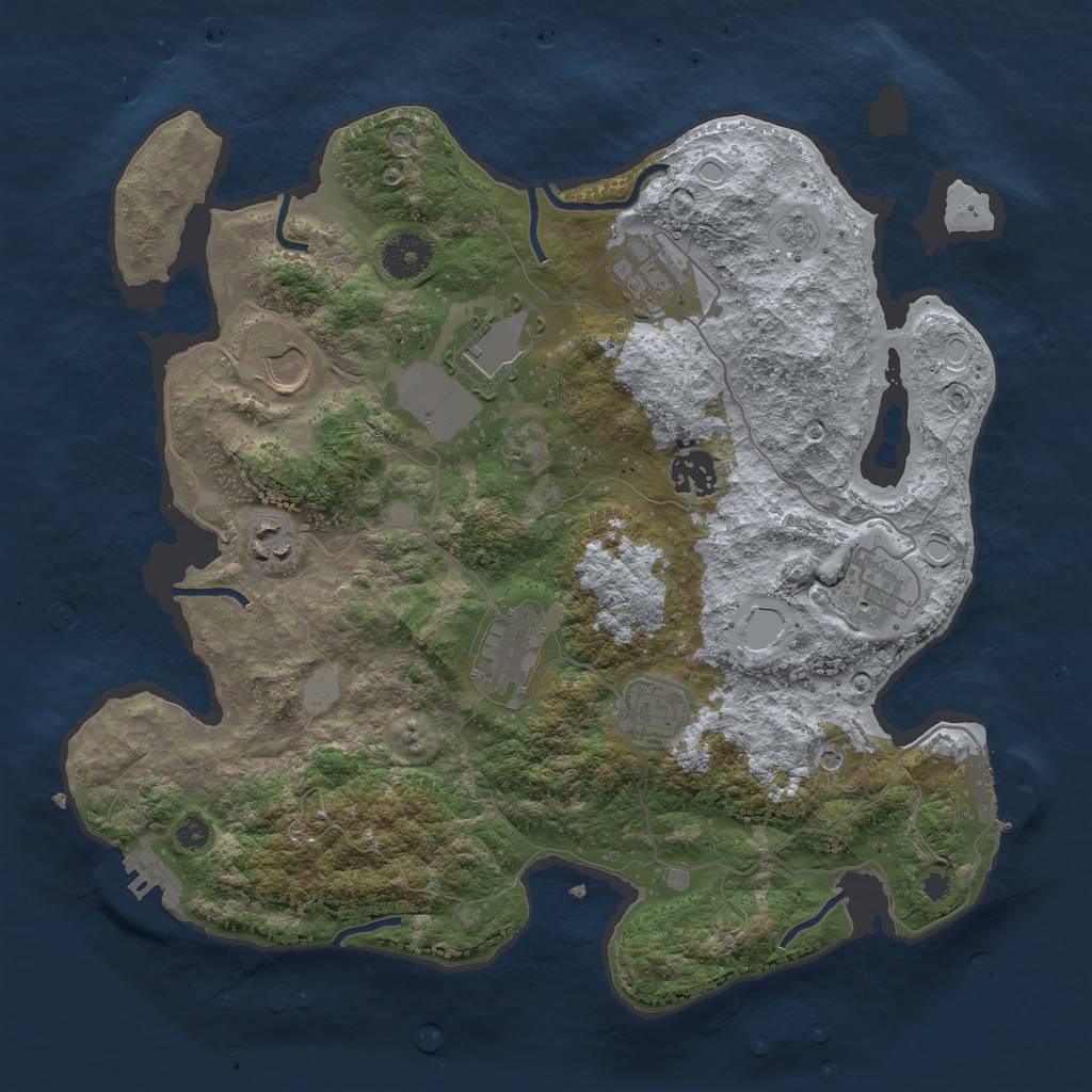 Rust Map: Procedural Map, Size: 3500, Seed: 29049872, 17 Monuments