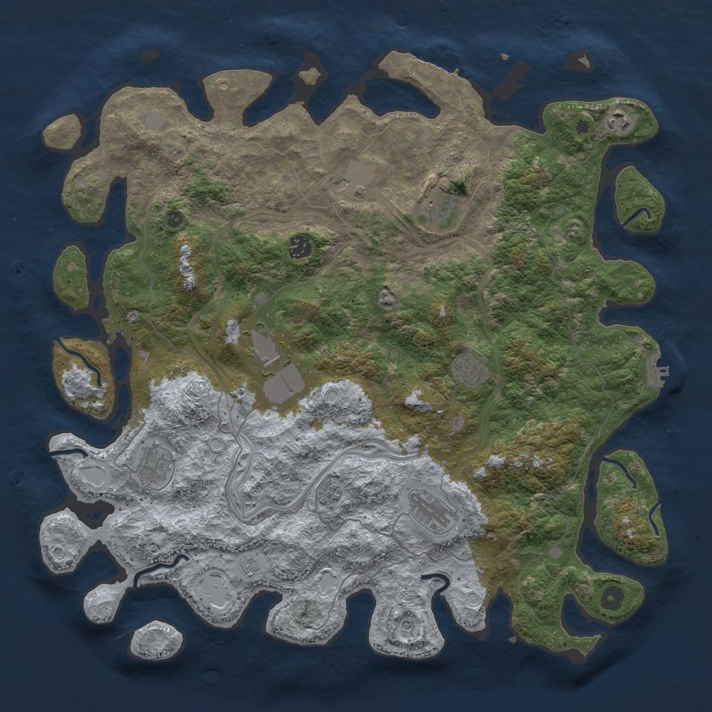 Rust Map: Procedural Map, Size: 4500, Seed: 1257046808, 18 Monuments