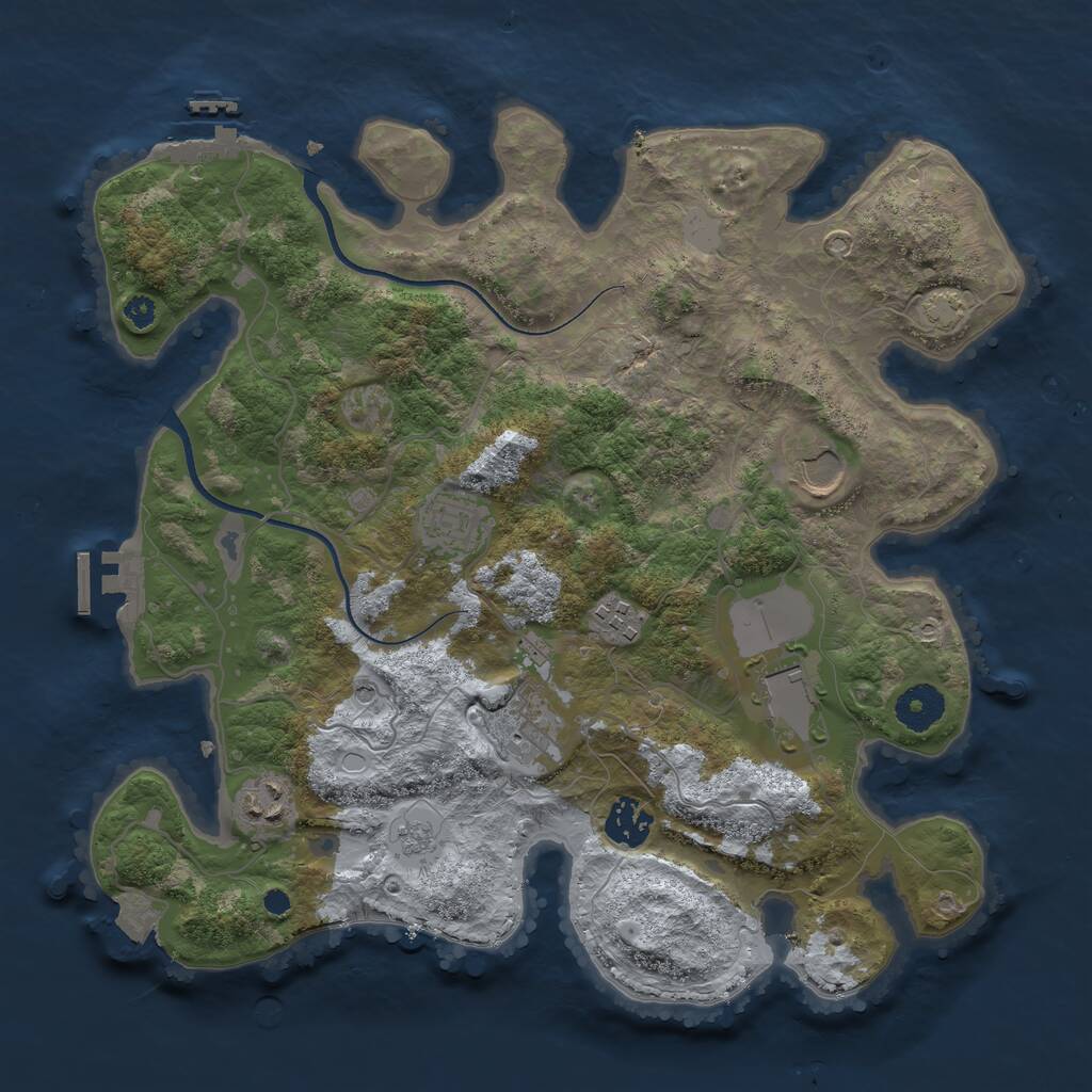 Rust Map: Procedural Map, Size: 3500, Seed: 86757866, 13 Monuments