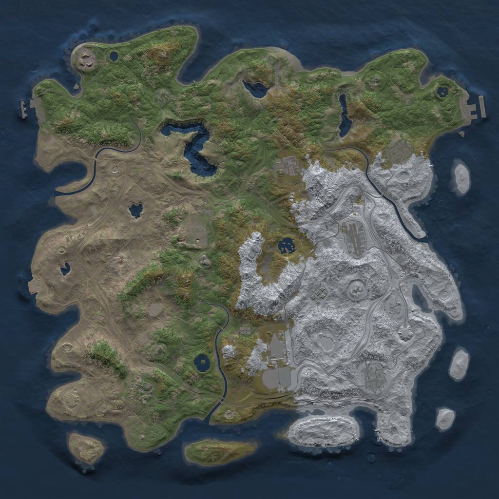 Rust Map: Procedural Map, Size: 4500, Seed: 2003172642, 16 Monuments