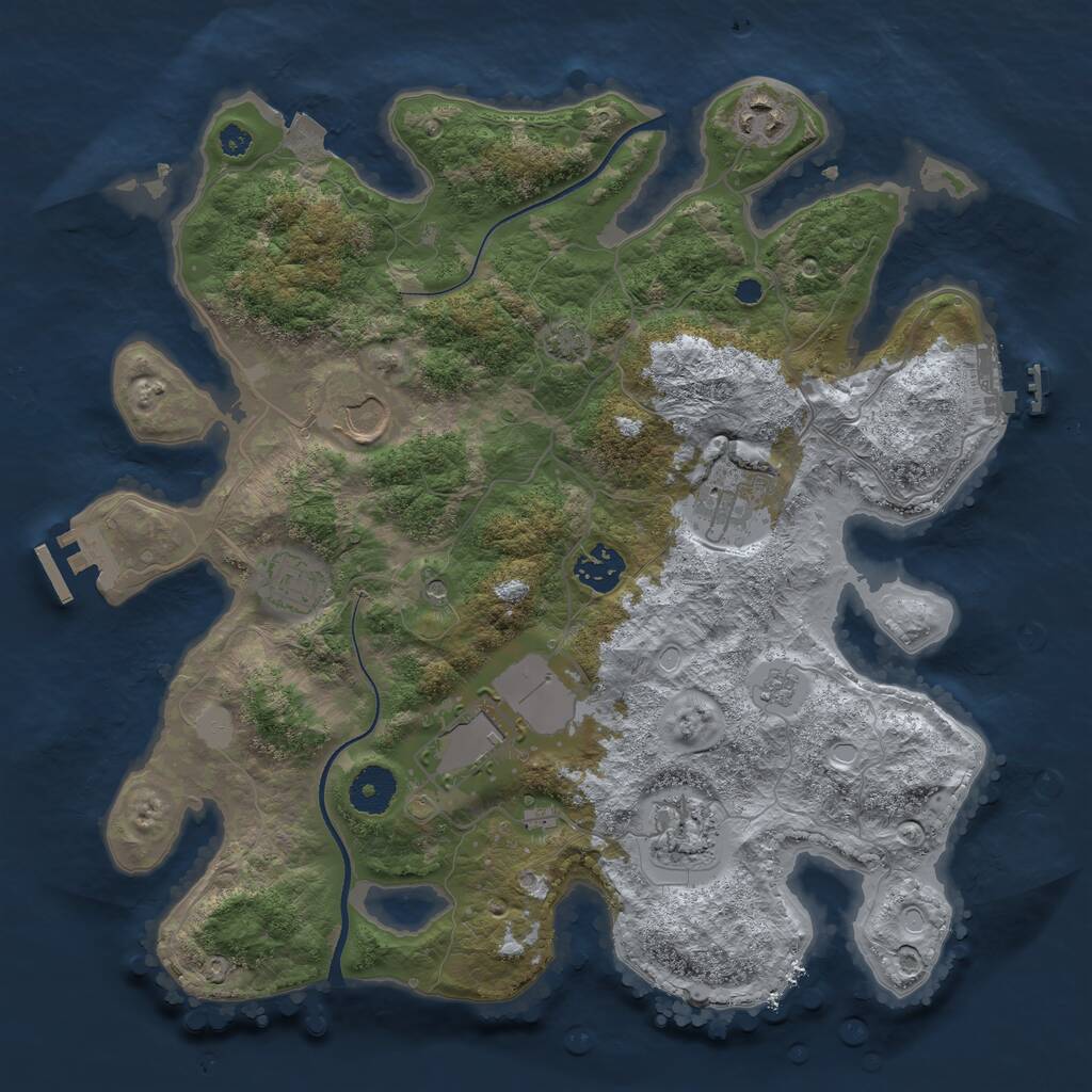 Rust Map: Procedural Map, Size: 3500, Seed: 761683111, 13 Monuments
