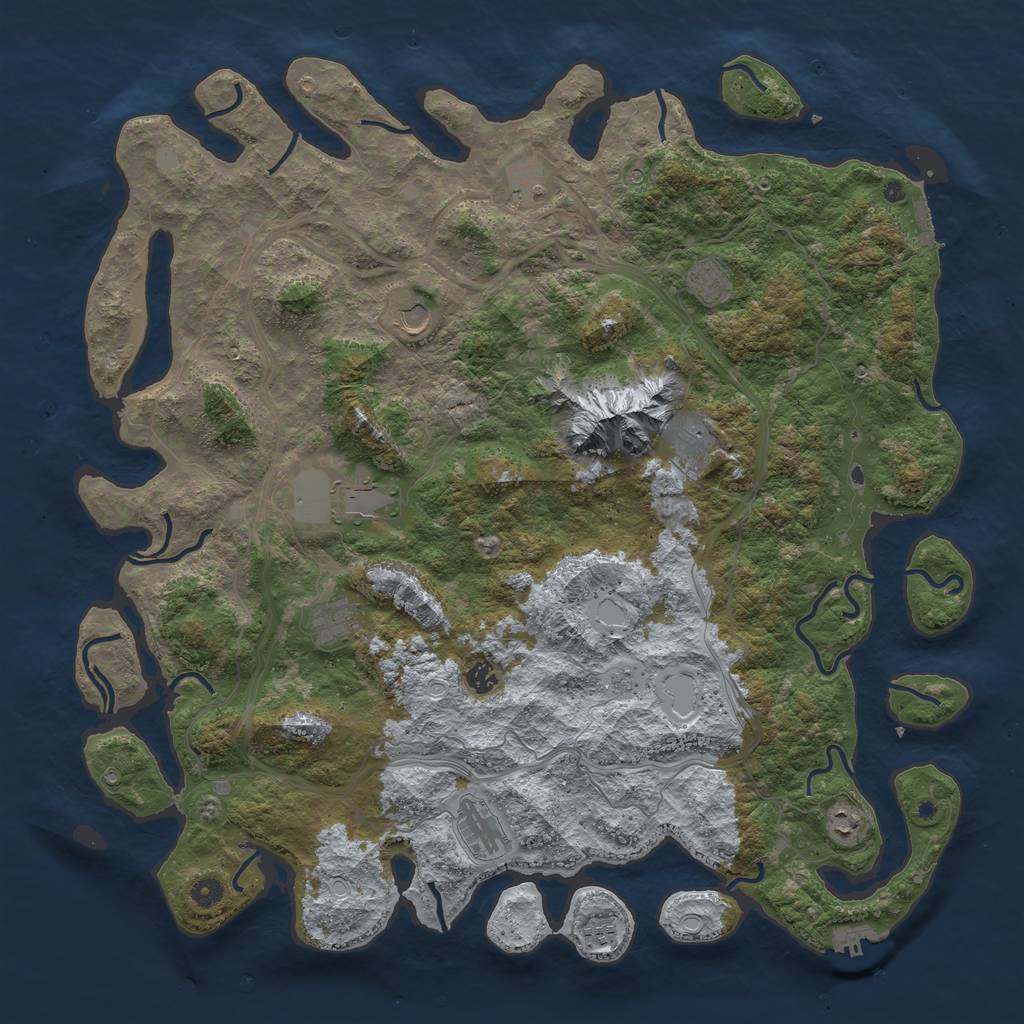 Rust Map: Procedural Map, Size: 5000, Seed: 238643892, 19 Monuments