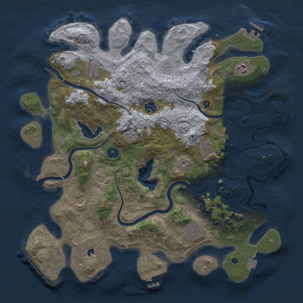 Rust Map: Procedural Map, Size: 4000, Seed: 98477290, 13 Monuments