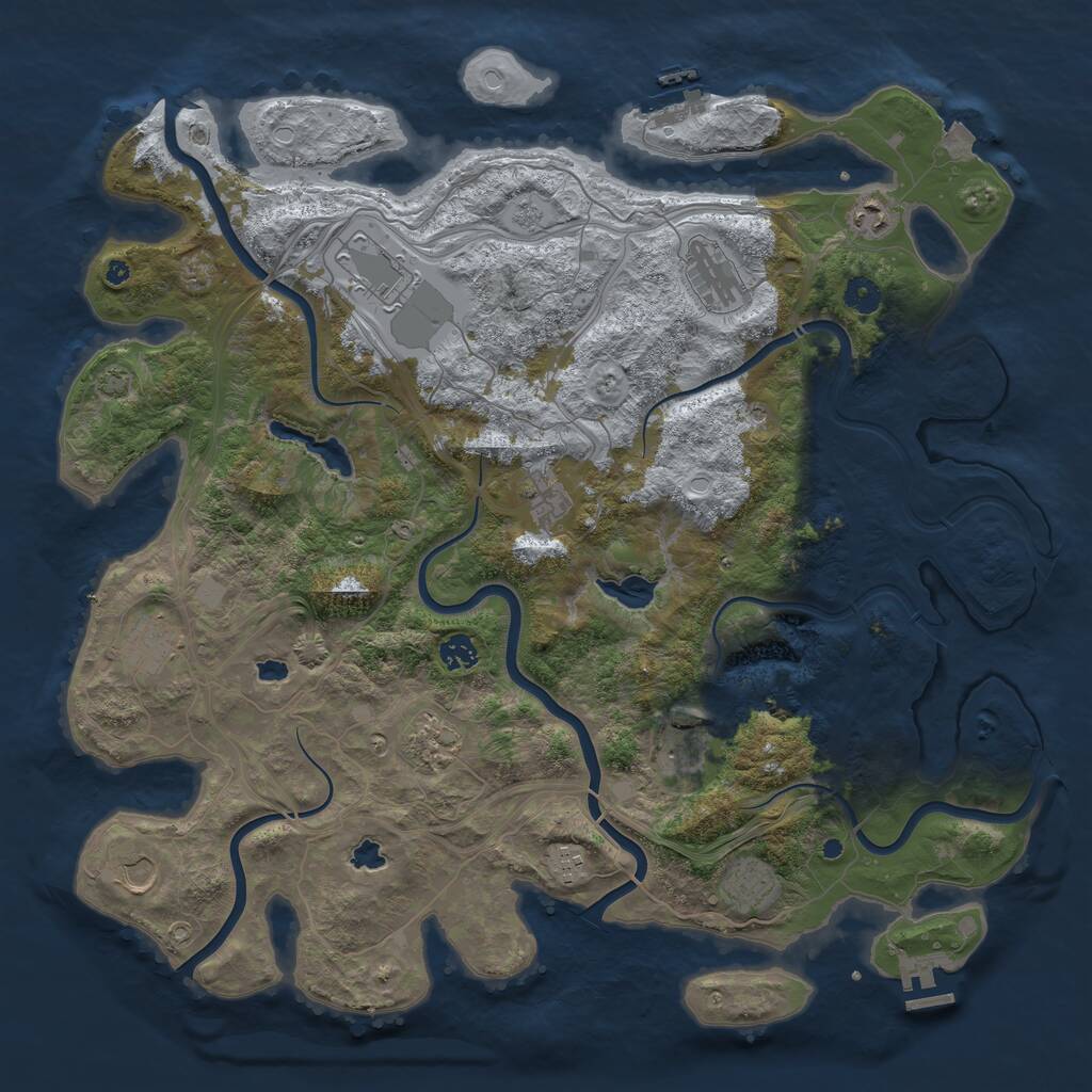 Rust Map: Procedural Map, Size: 4500, Seed: 77179422, 17 Monuments