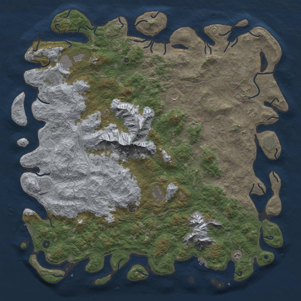 Rust Map: Procedural Map, Size: 6000, Seed: 873119294, 20 Monuments