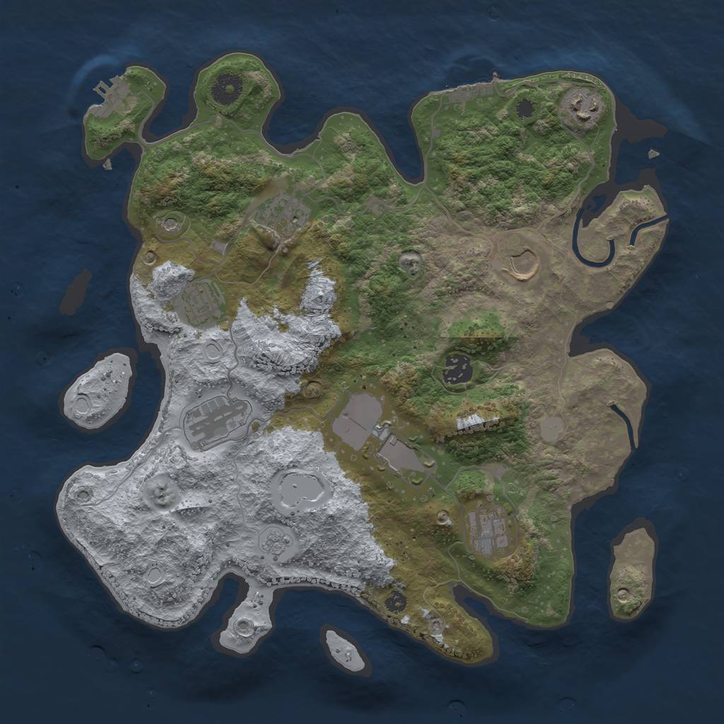 Rust Map: Procedural Map, Size: 3500, Seed: 206686035, 17 Monuments