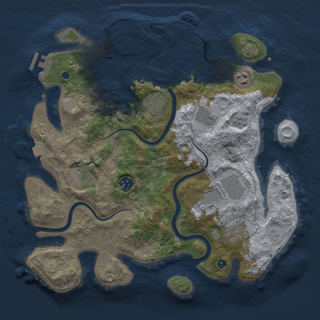Rust Map: Procedural Map, Size: 3500, Seed: 1474192822, 14 Monuments