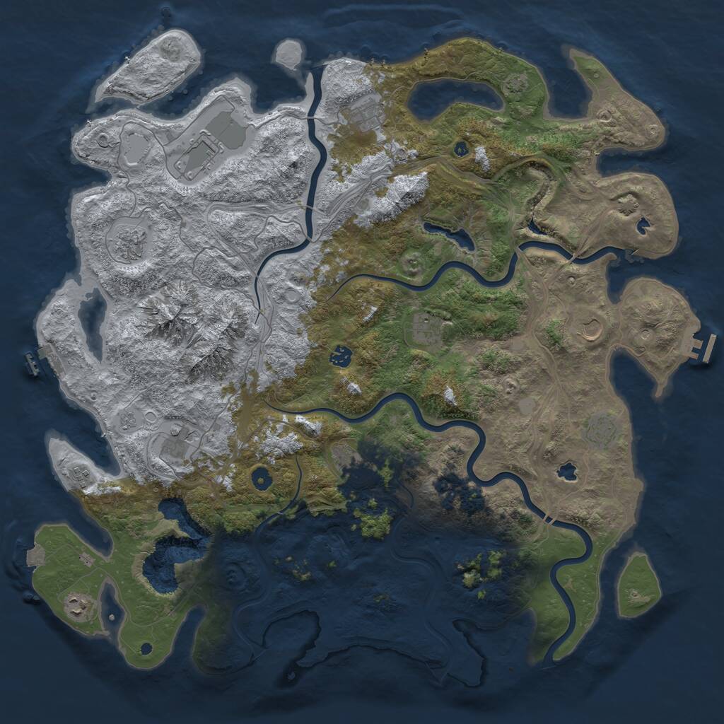 Rust Map: Procedural Map, Size: 5000, Seed: 124578, 17 Monuments