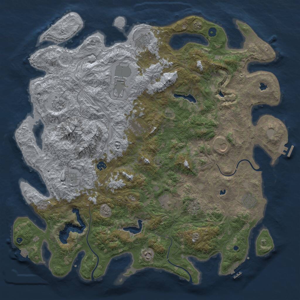 Rust Map: Procedural Map, Size: 5000, Seed: 124578, 17 Monuments