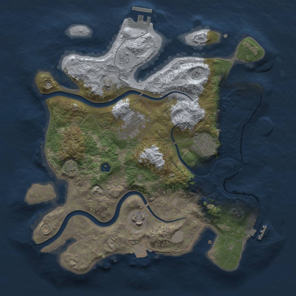 Rust Map: Procedural Map, Size: 3000, Seed: 786942, 9 Monuments