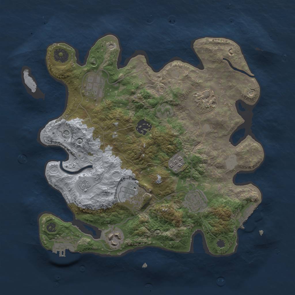 Rust Map: Procedural Map, Size: 3000, Seed: 1063777679, 16 Monuments