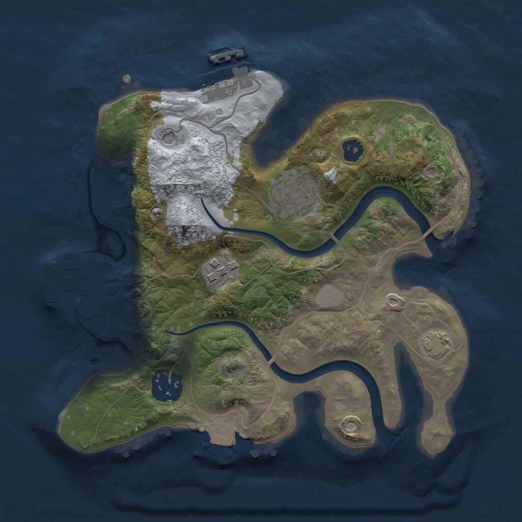 Rust Map: Procedural Map, Size: 2400, Seed: 215489598, 8 Monuments