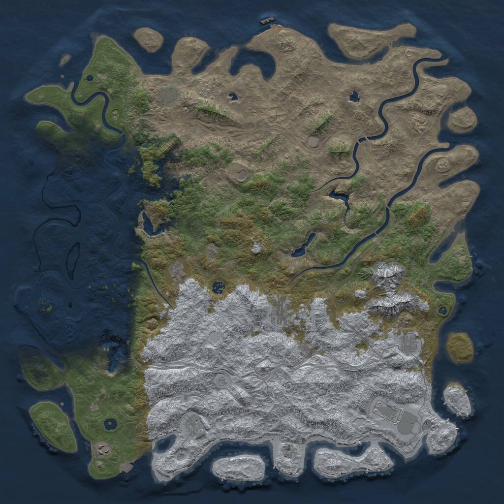 Rust Map: Procedural Map, Size: 6000, Seed: 987456132, 17 Monuments
