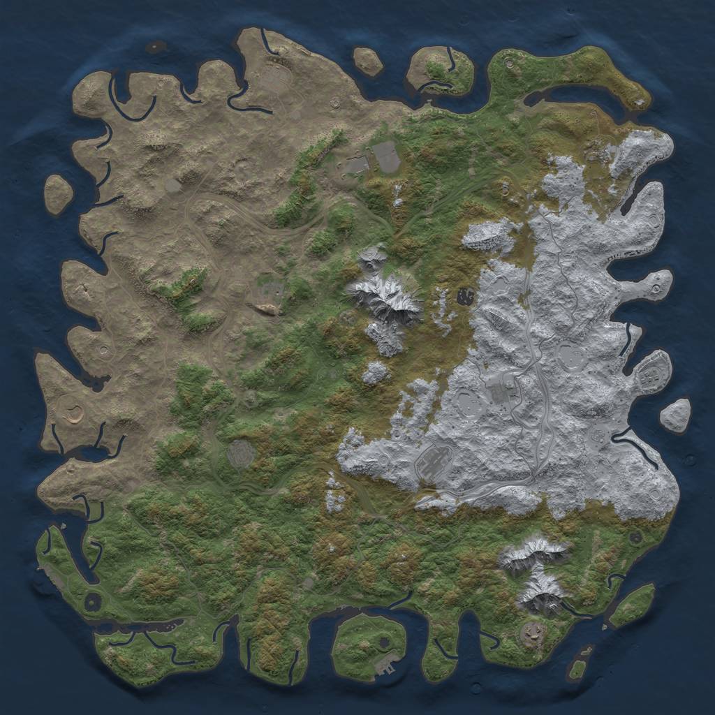 Rust Map: Procedural Map, Size: 6000, Seed: 8465582, 20 Monuments