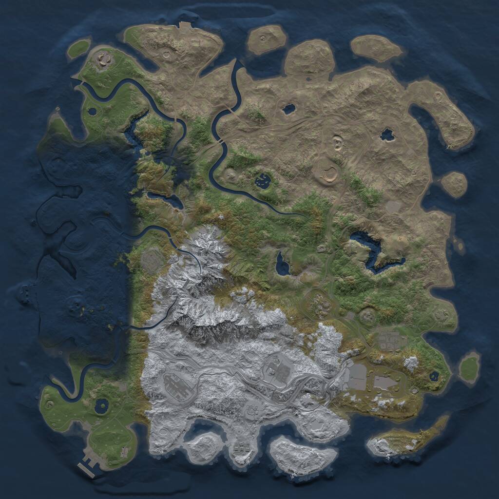 Rust Map: Procedural Map, Size: 5000, Seed: 21244886, 16 Monuments