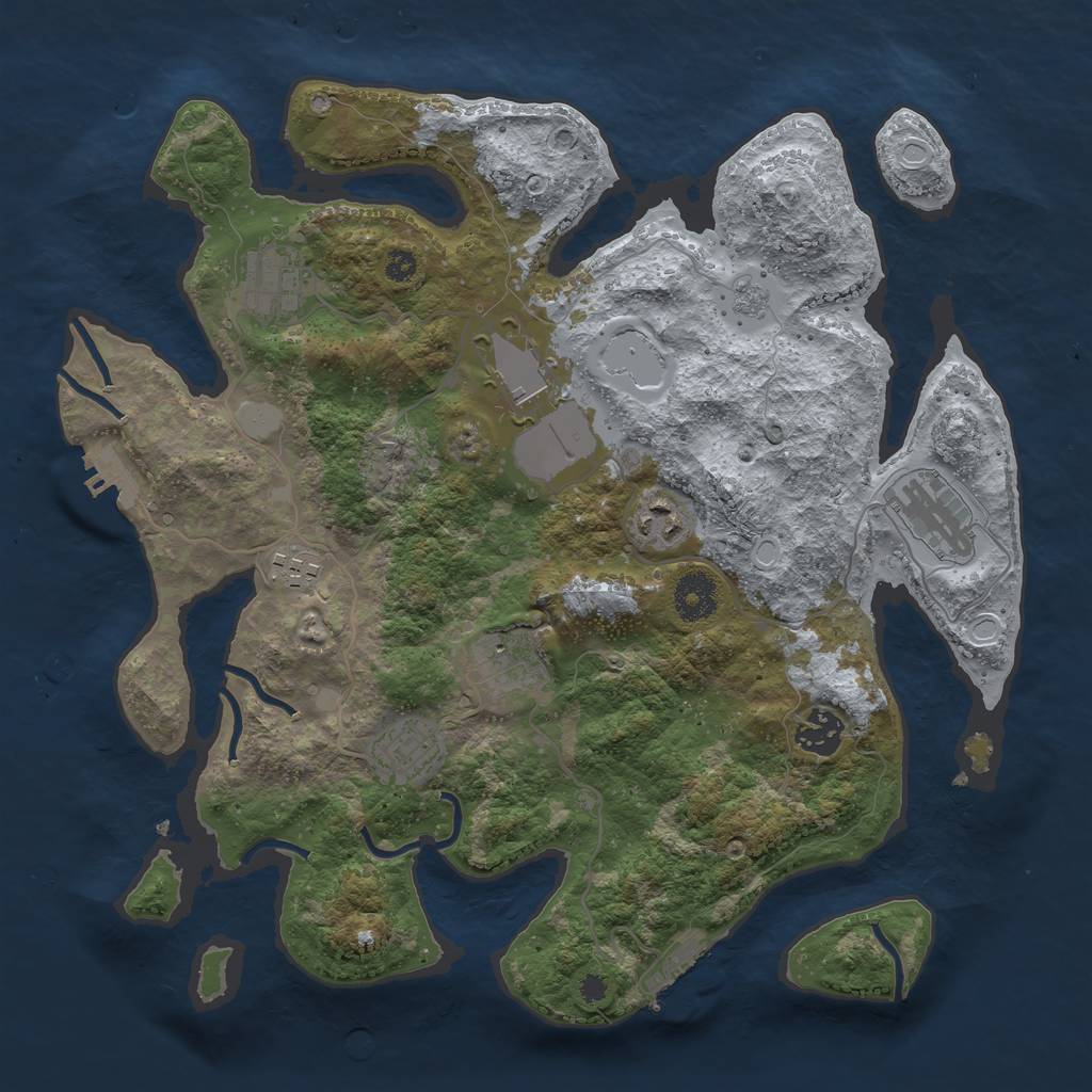 Rust Map: Procedural Map, Size: 3500, Seed: 55564811, 16 Monuments