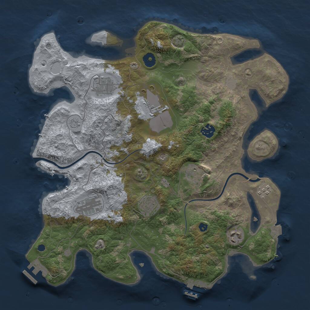 Rust Map: Procedural Map, Size: 3500, Seed: 38577090, 14 Monuments