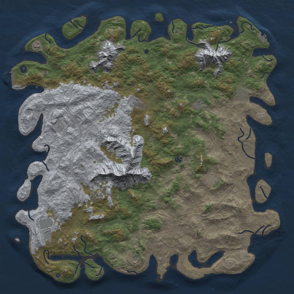 Rust Map: Procedural Map, Size: 6000, Seed: 14597871, 20 Monuments