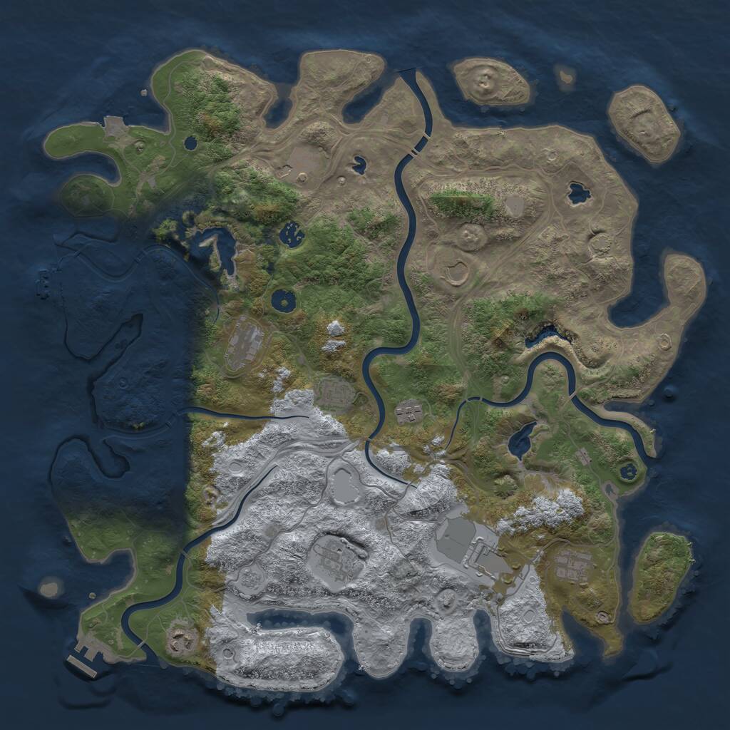 Rust Map: Procedural Map, Size: 4500, Seed: 12237, 16 Monuments