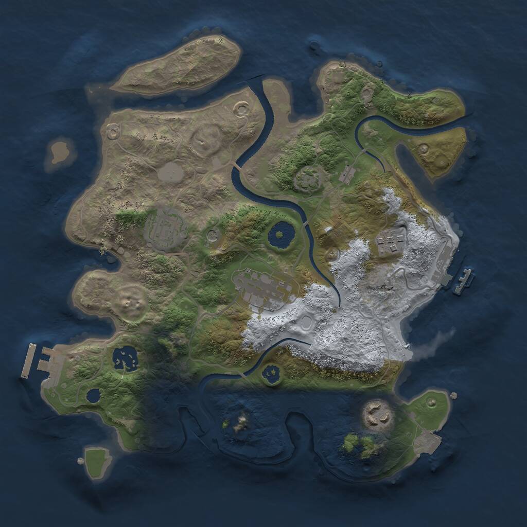 Rust Map: Procedural Map, Size: 3000, Seed: 757152396, 10 Monuments