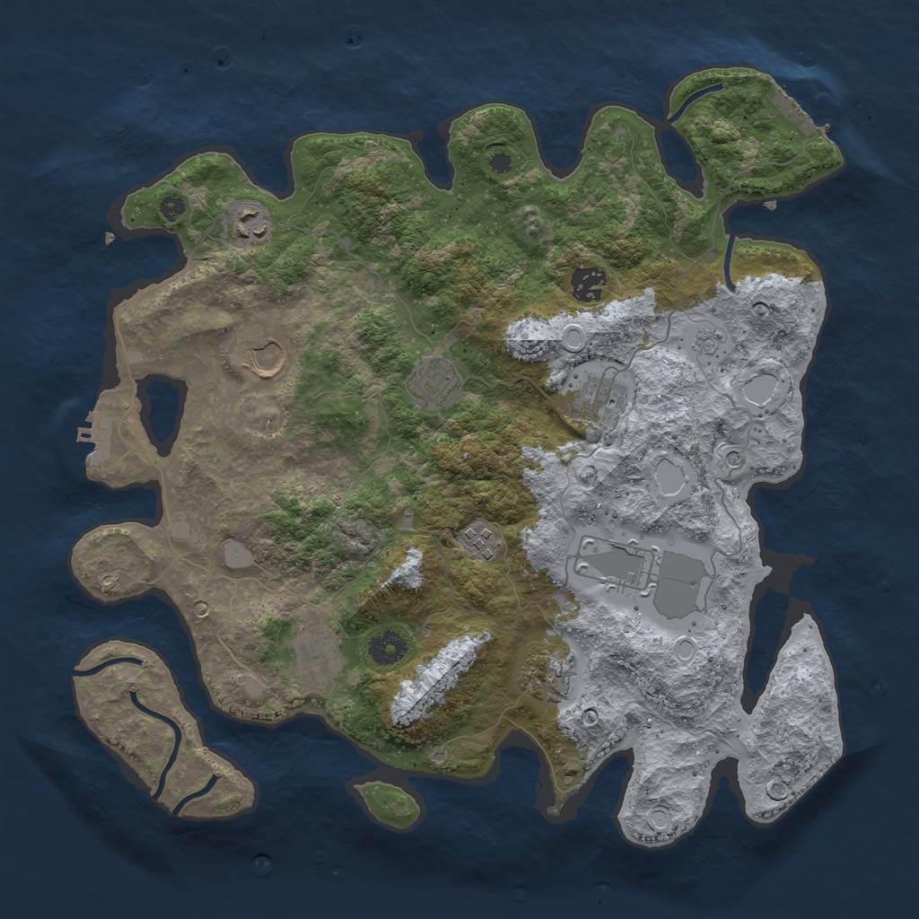 Rust Map: Procedural Map, Size: 3800, Seed: 113, 18 Monuments