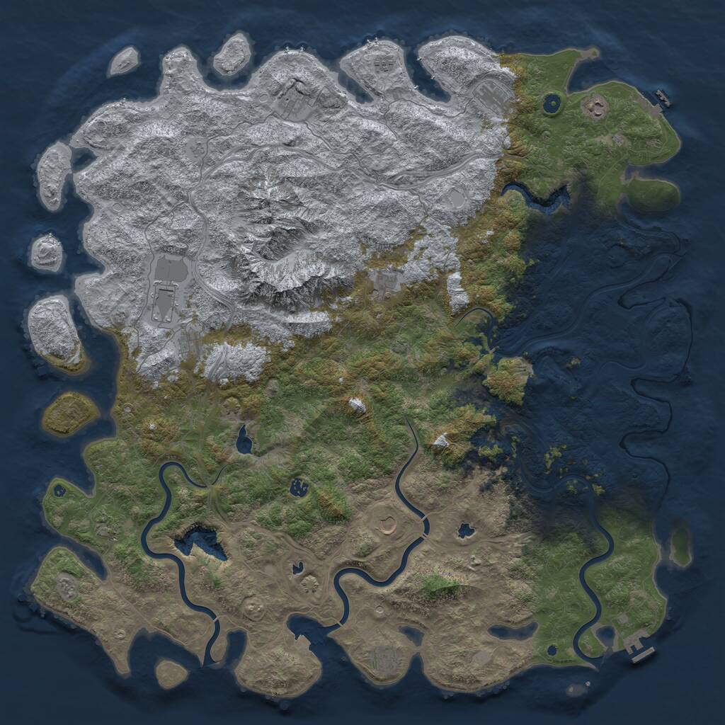 Rust Map: Procedural Map, Size: 6000, Seed: 119182295, 17 Monuments