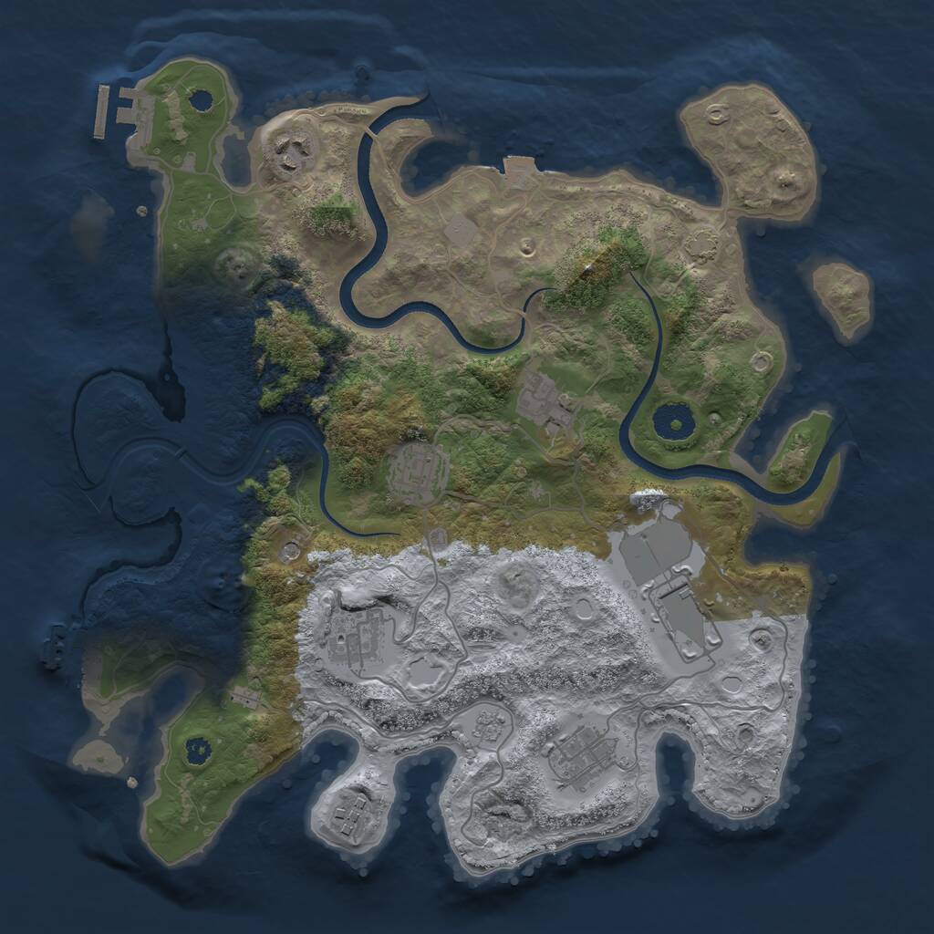 Rust Map: Procedural Map, Size: 3500, Seed: 2765056, 13 Monuments