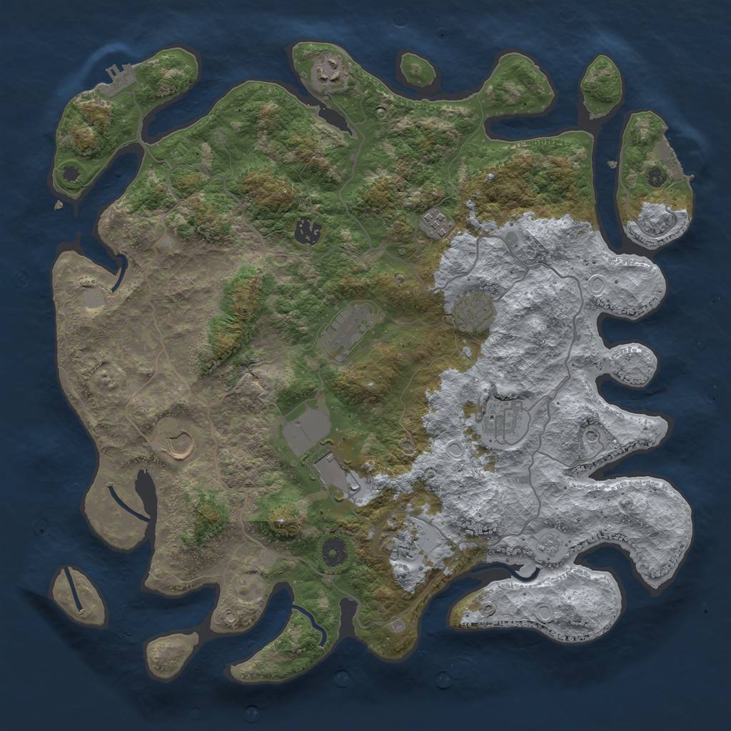 Rust Map: Procedural Map, Size: 4000, Seed: 743456825, 18 Monuments
