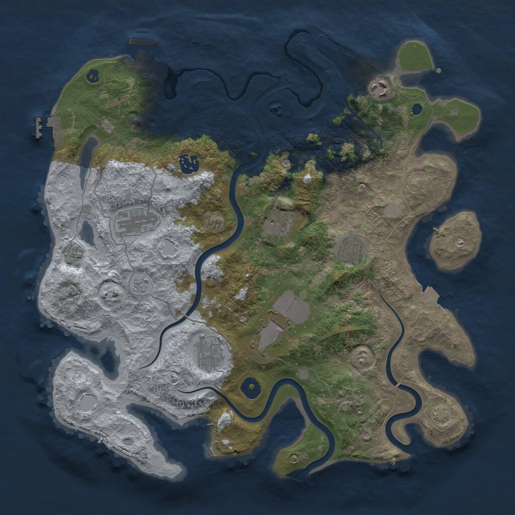 Rust Map: Procedural Map, Size: 3850, Seed: 1736045, 15 Monuments