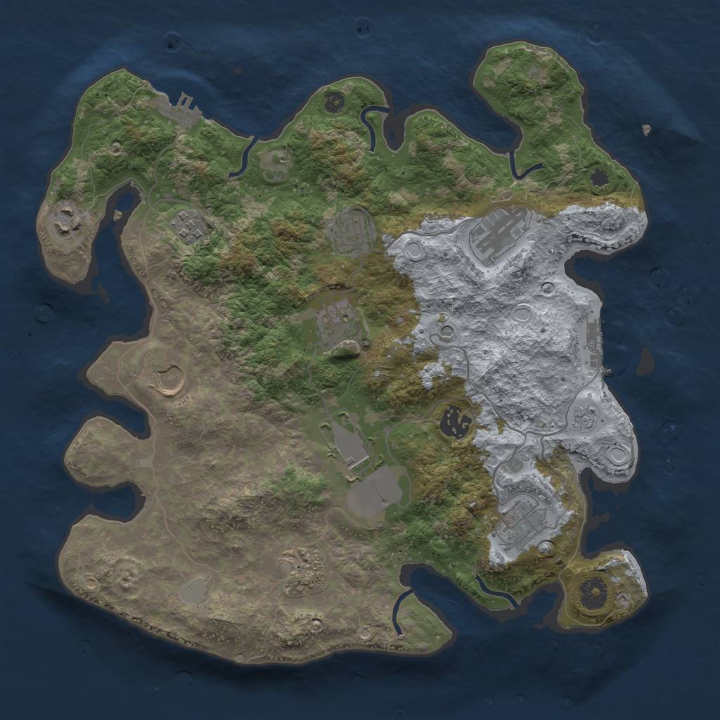 Rust Map: Procedural Map, Size: 3500, Seed: 1452649770, 19 Monuments