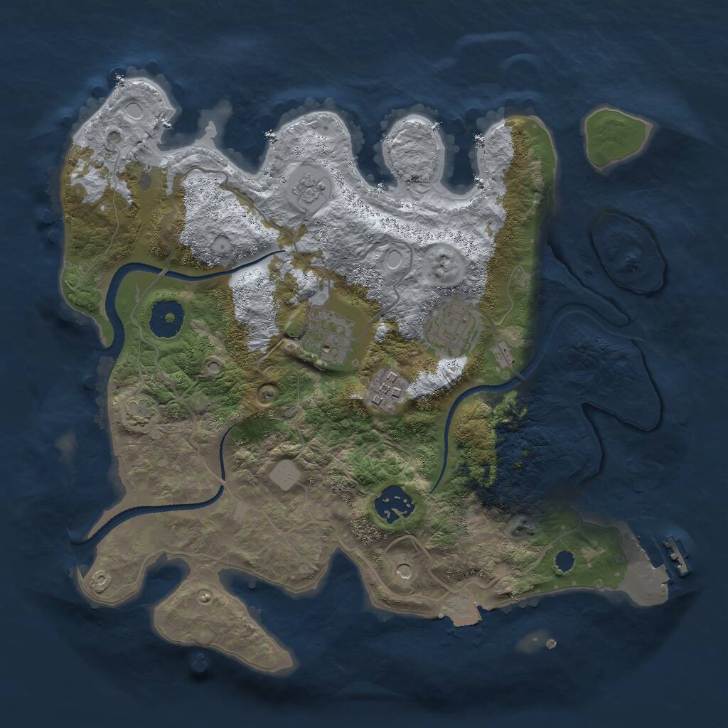 Rust Map: Procedural Map, Size: 3000, Seed: 608377956, 9 Monuments