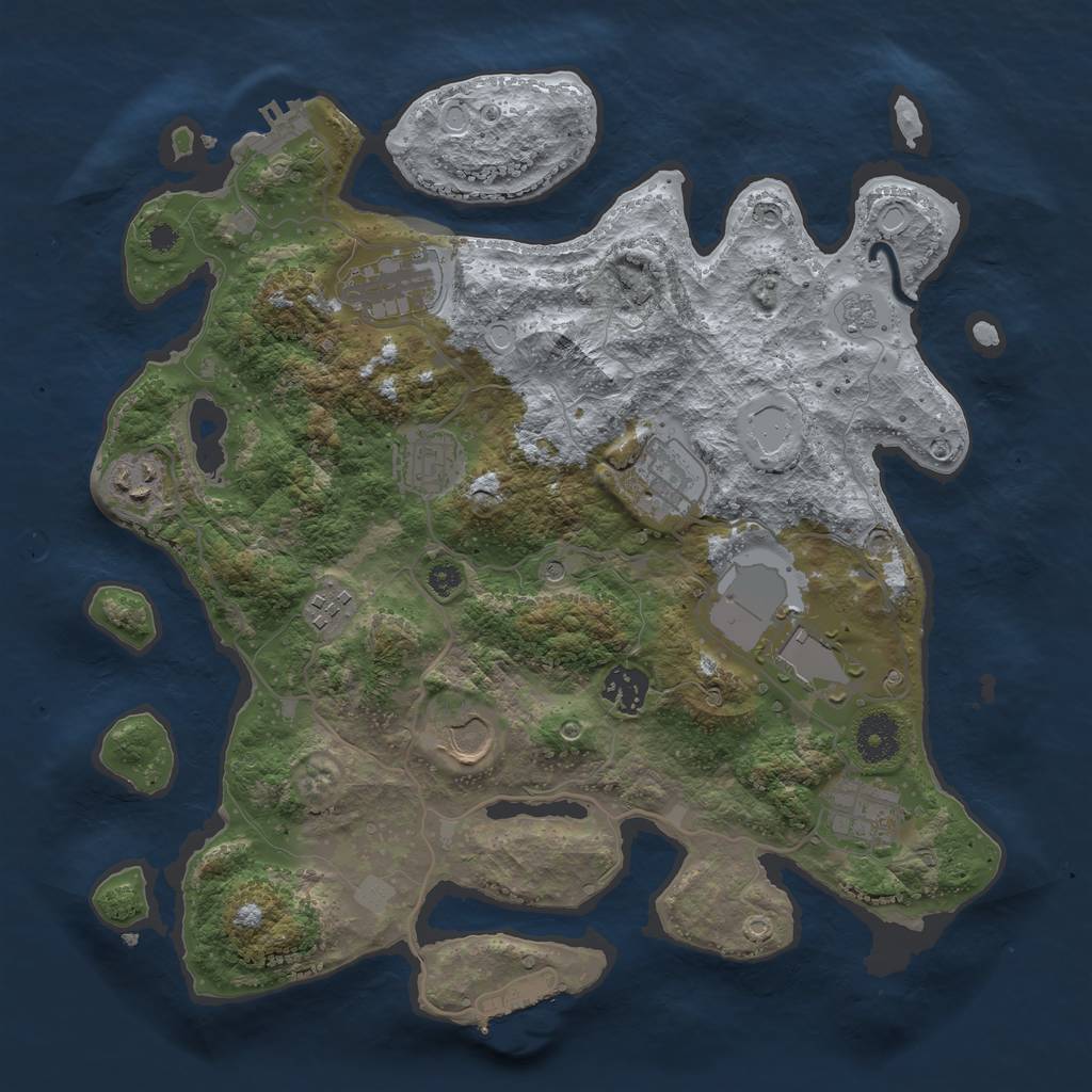 Rust Map: Procedural Map, Size: 3500, Seed: 2050548534, 18 Monuments