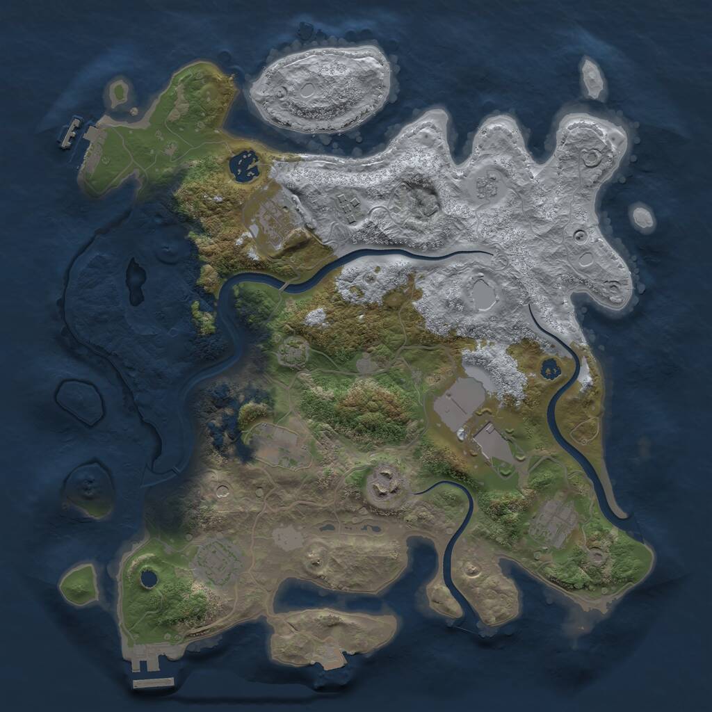 Rust Map: Procedural Map, Size: 3500, Seed: 2050548534, 14 Monuments
