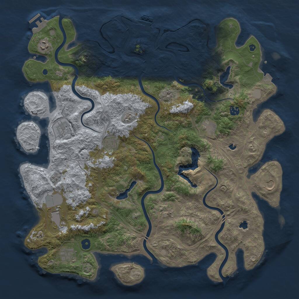 Rust Map: Procedural Map, Size: 4500, Seed: 1357671590, 16 Monuments