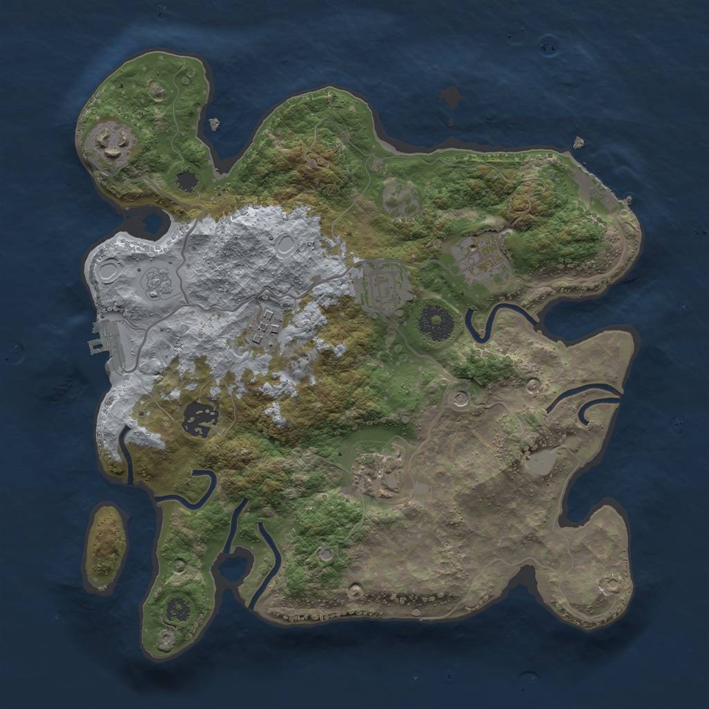 Rust Map: Procedural Map, Size: 3000, Seed: 1838842224, 15 Monuments