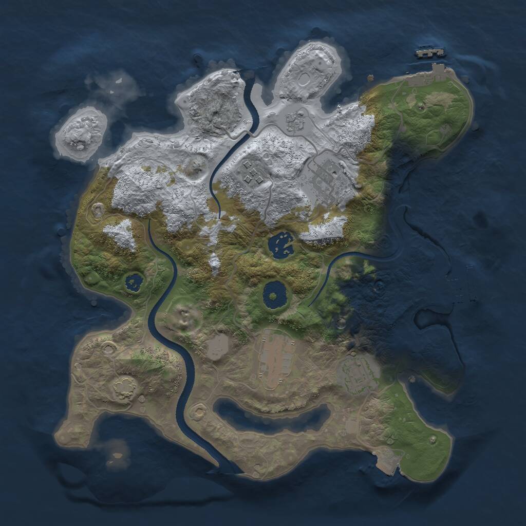 Rust Map: Procedural Map, Size: 3000, Seed: 880936936, 11 Monuments