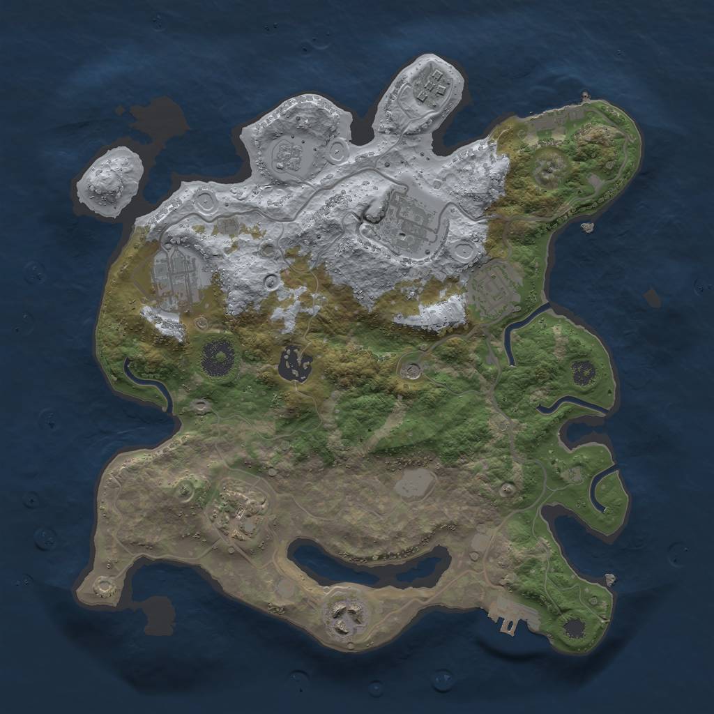 Rust Map: Procedural Map, Size: 3000, Seed: 880936936, 16 Monuments